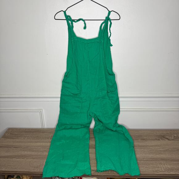 9Seed Latigo Linen Overall Green Womens Small 0-8 Made in USA - Picture 1 of 15